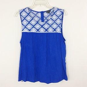 New Directions | Blue Print Sleeveless Top - E75